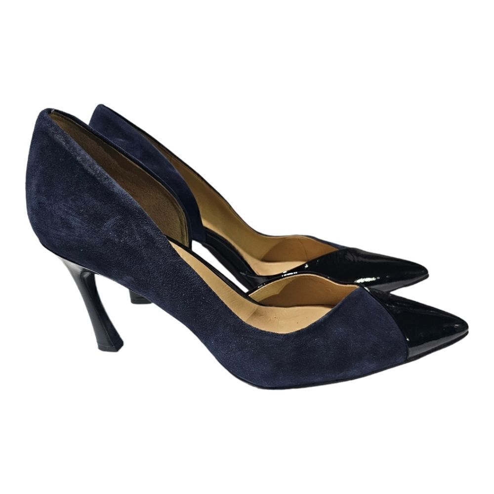NATURALIZER "Audra" Navy Suede & Black Patent Leather‎ Pump - Size 9